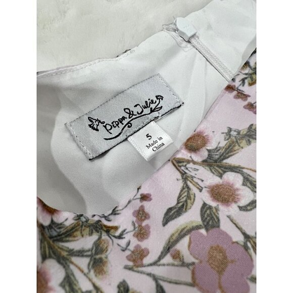 NWOT PIPPA & JULIE Kids' Size 5 Little Girl's Ditsy Floral Opaque Organza Dress - Picture 4 of 12